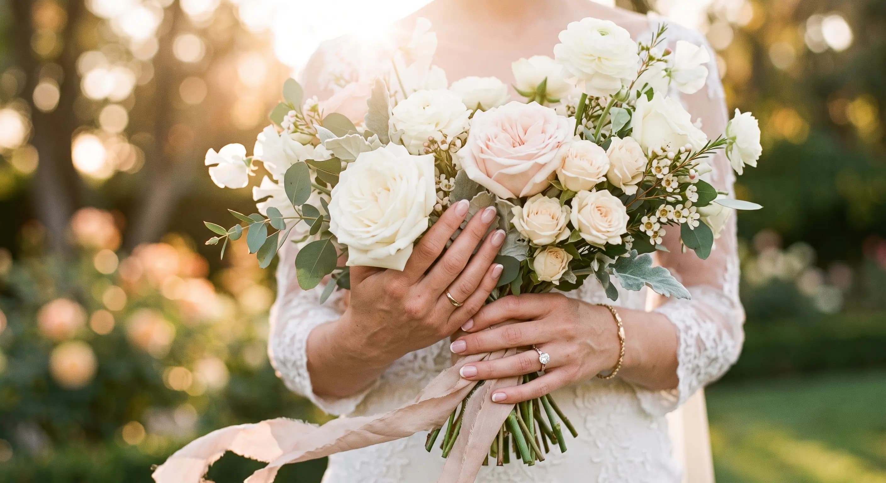 Bride holding a bouquet at a Fiora Event Complex wedding